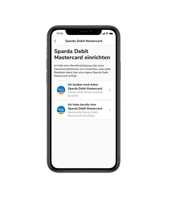 Sparda Debit Mastercard direkt in TEO bestellen.