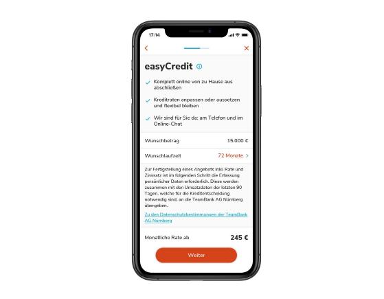 easyCredit in TEO beantragen.