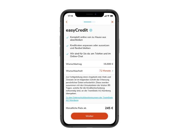 easyCredit in TEO beantragen.